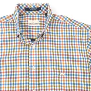 Cotton Brothers Mens M Button Up Shirt Cotton Multicolor Plaid Casual Dress